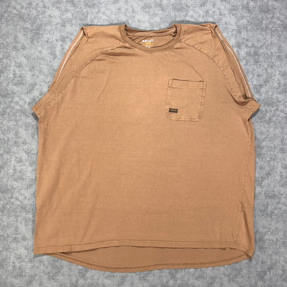 Ariat Rebar CottonStrong brown cut off work tank top pocket tee mens 3XLT